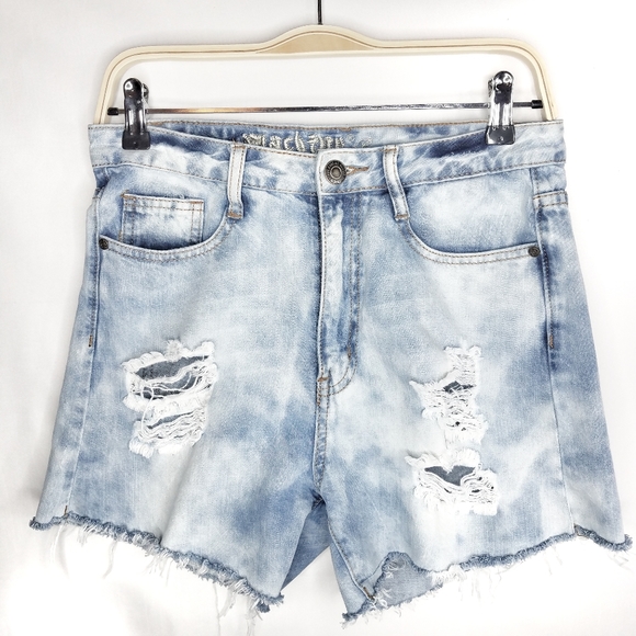 Machine Pants - Machine High Waisted Distressed Cut off Shorts